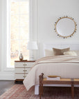 Tristan 3-Drawer Side Table, Sand White, Sesame Finish Oak Veneer