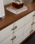 Tristan Extra Wide Large 9-Drawer, Sand White, Sesame Finish Oak Veneer