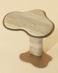Isola End Table - Travertine Look