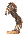 Mustang Horse Armored Sculpture Rearing, Natural Bronze Finish