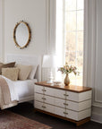 Tristan 6-Drawer. Sand White, Sesame Finish Oak Veneer