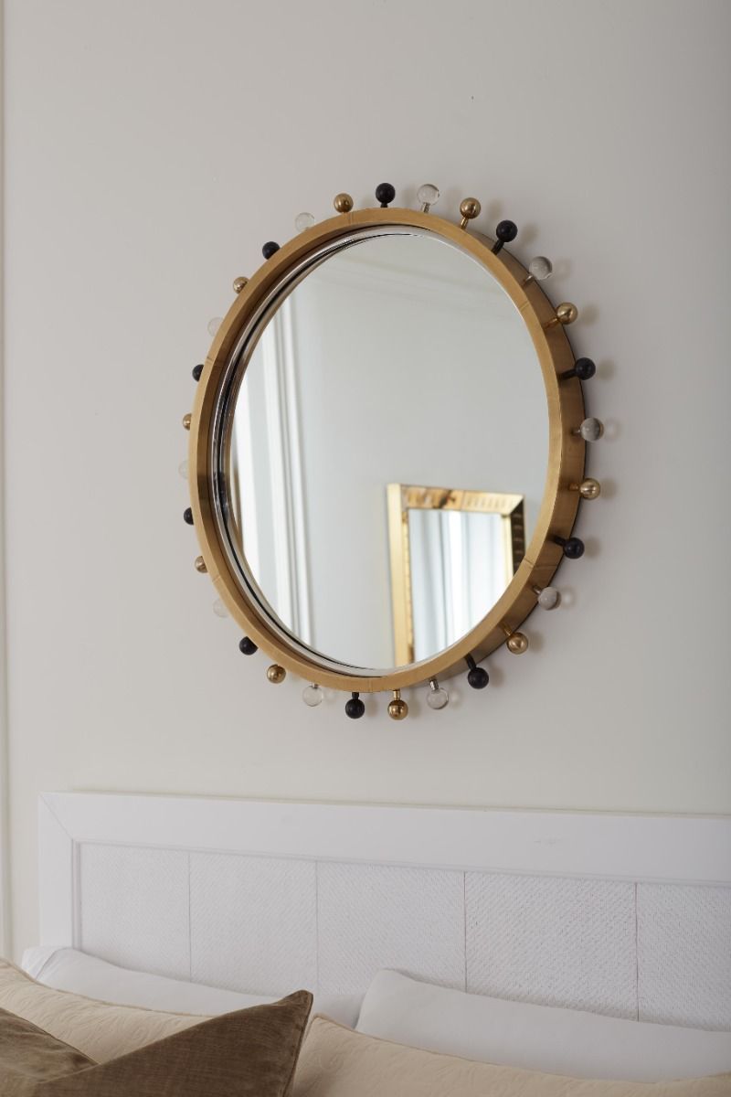 Zoe Round Mirror, Antique Brass