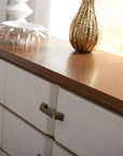 Tristan 6-Drawer. Sand White, Sesame Finish Oak Veneer