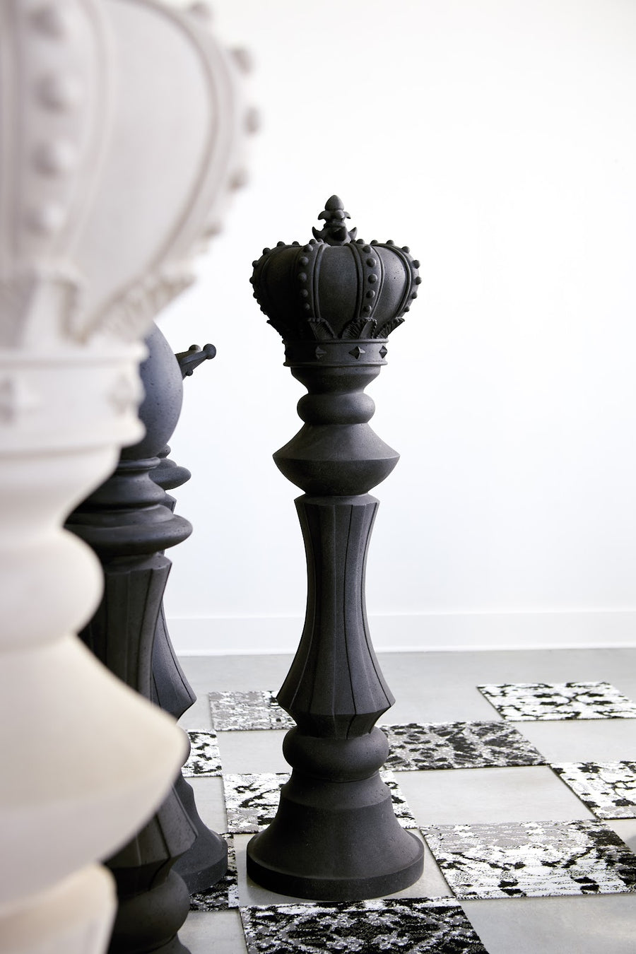 Pawn Chess Sculpture, Cast Stone Black