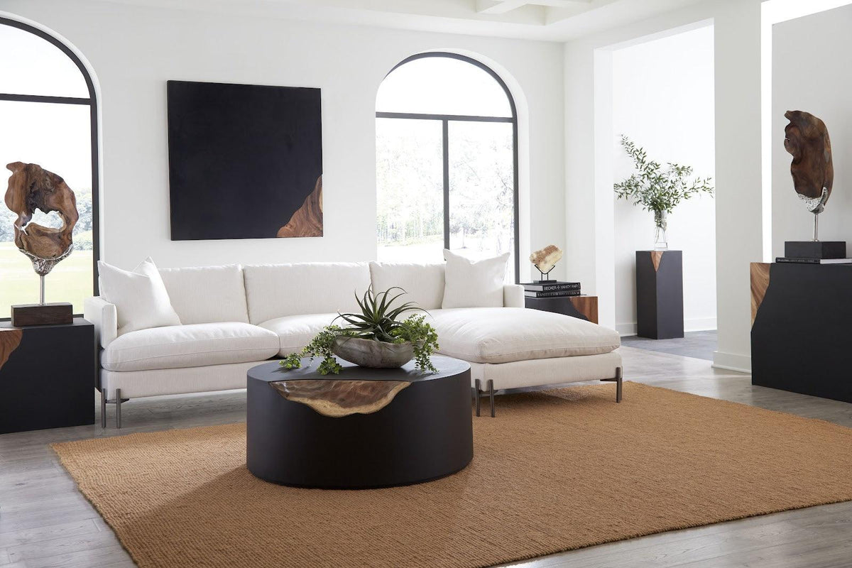 Cornered Coffee Table Natural, Iron, Round - Maison Vogue