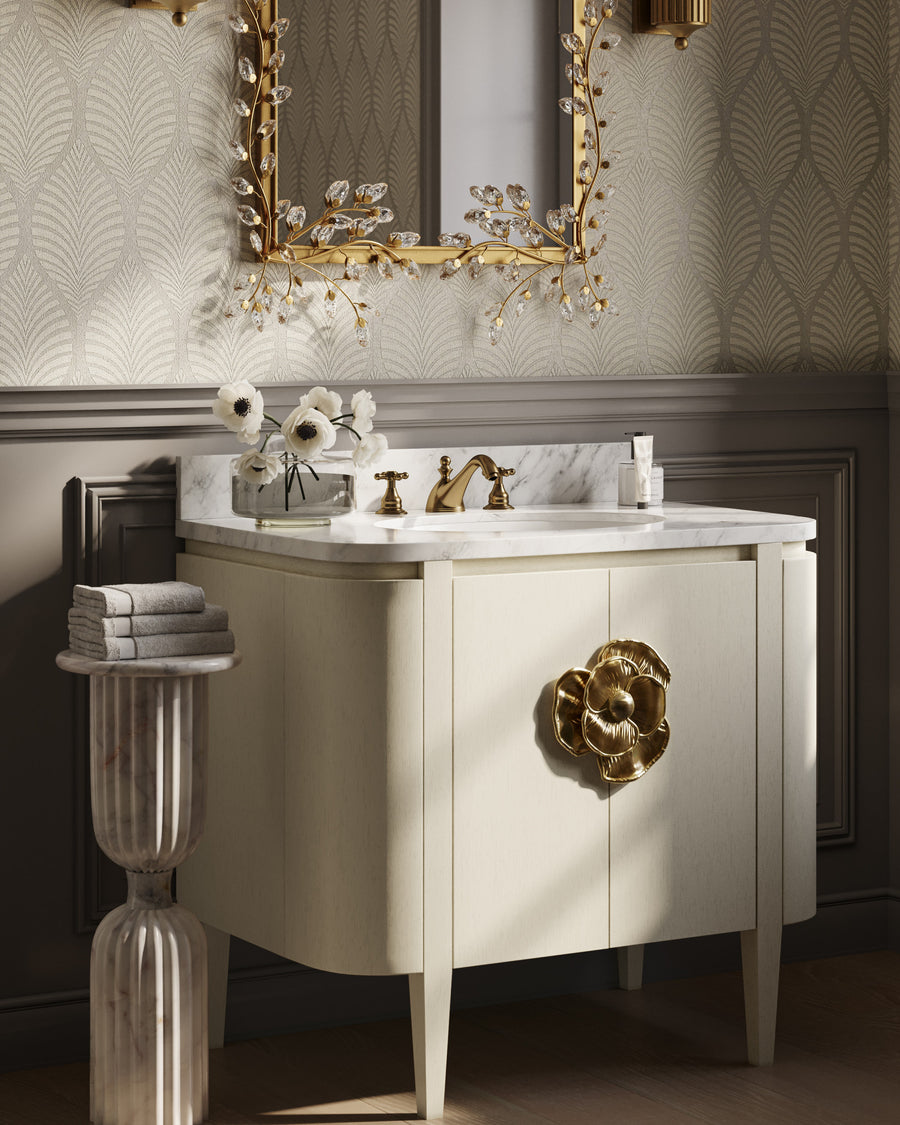 Forget-Me-Not Gold Rectangular Mirror
