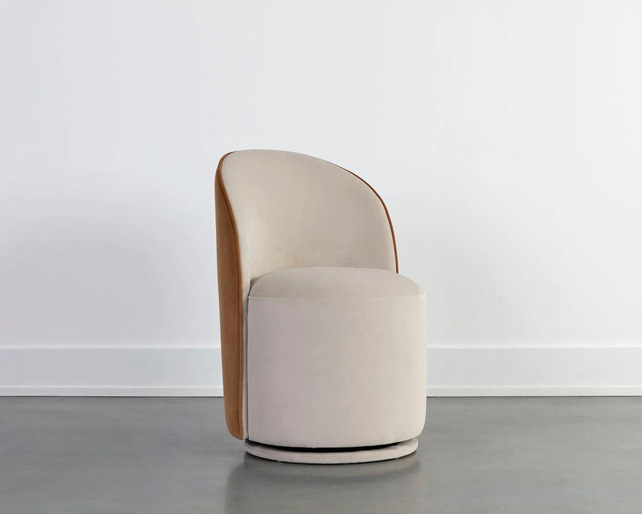 Cavoli Swivel Dining Chair-Meg Taupe/Meg Gold - Maison Vogue