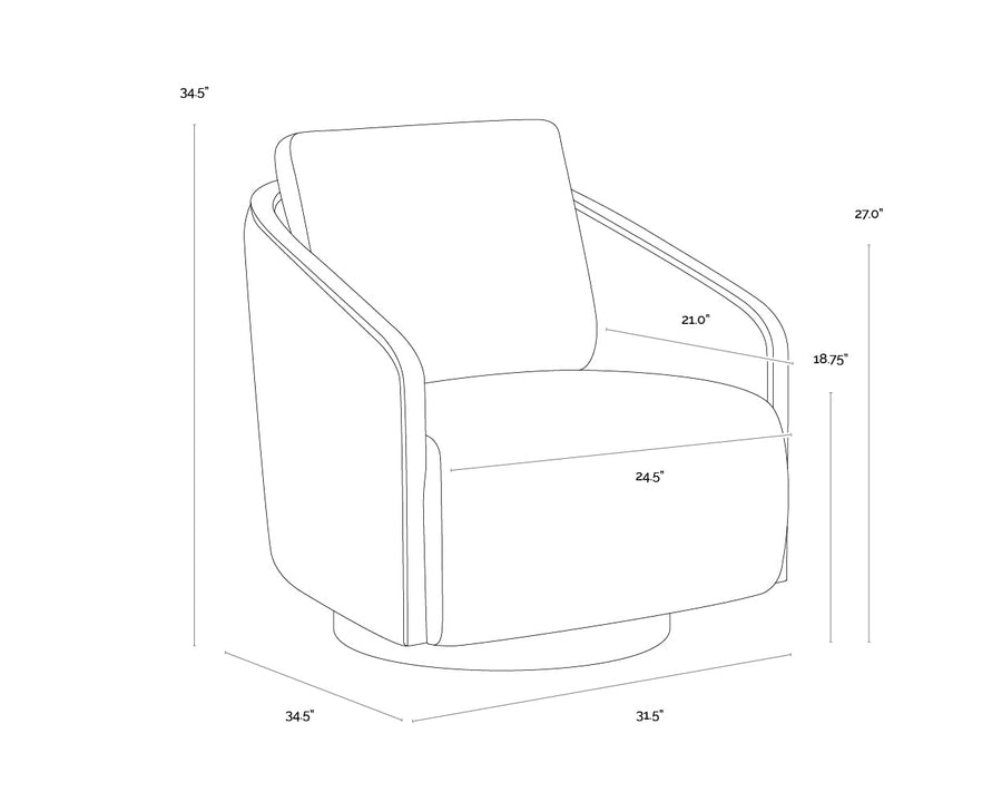 Tasia Swivel Lounge Chair-Merino Cotton