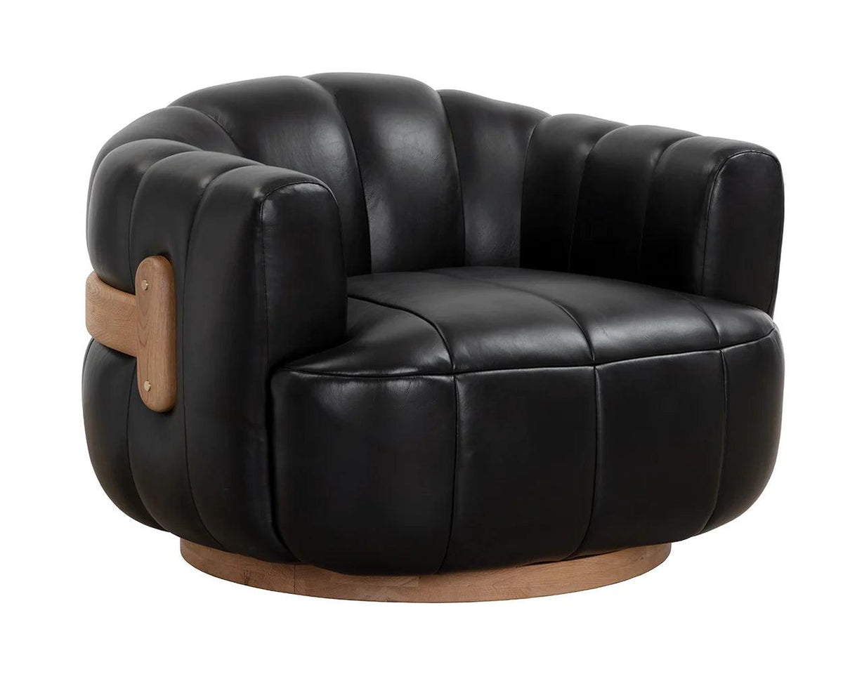 Tadeo Swivel Lounge Chair - Rustic Oak - Maison Vogue