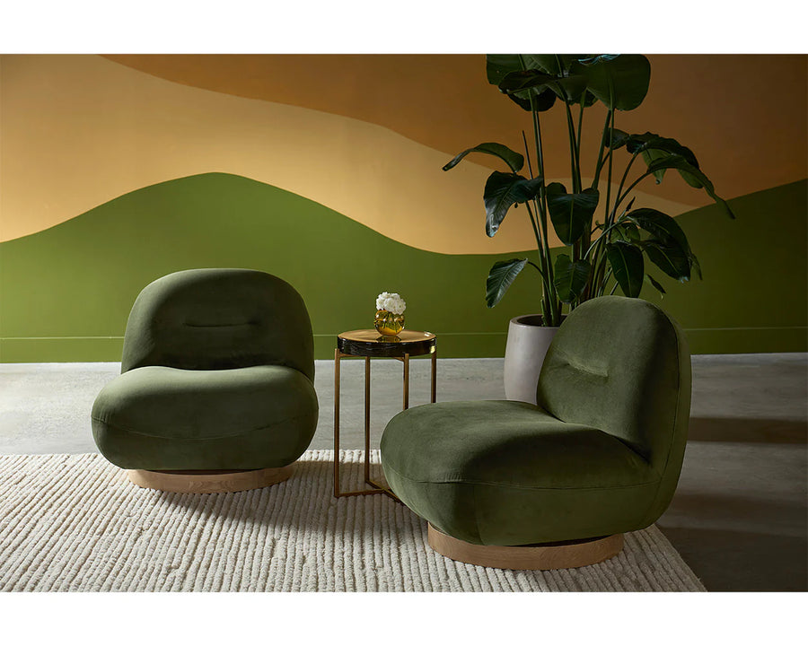 Franze Swivel Lounge Chair-Moss Green