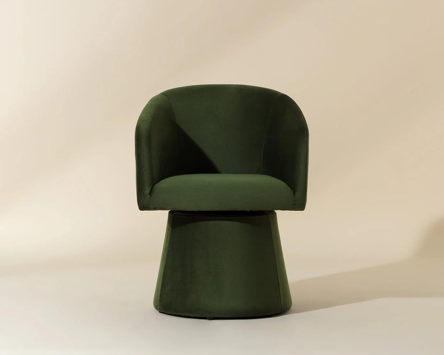 Etta Swivel Dining Armchair-Moss Green