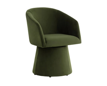 Etta Swivel Dining Armchair-Moss Green