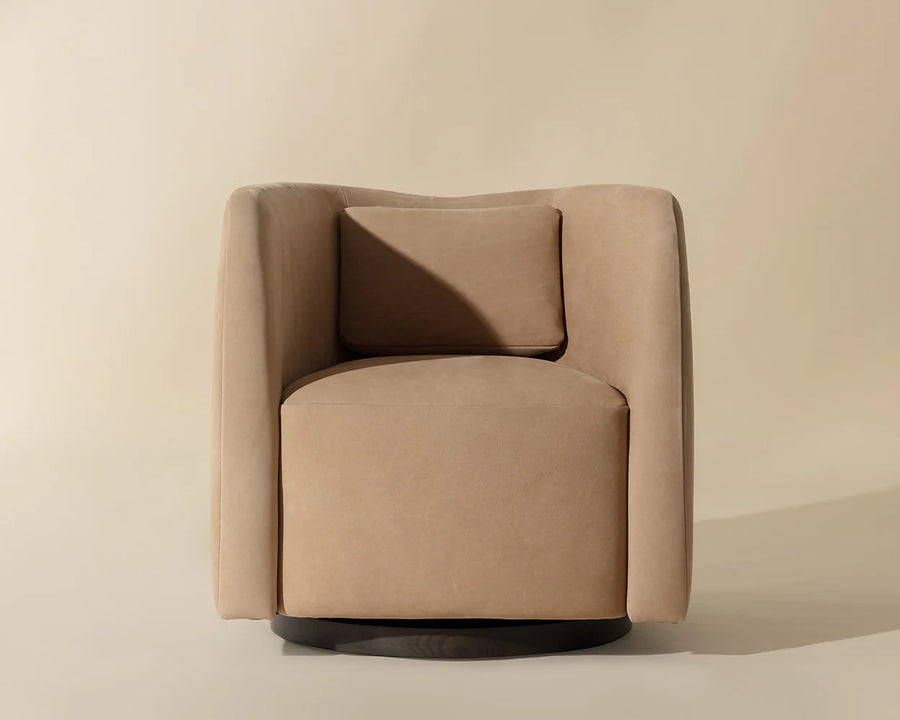 Emilie Swivel Lounge Chair-Nuback Tan