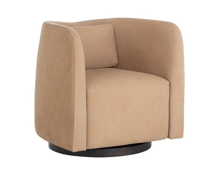 Emilie Swivel Lounge Chair-Nuback Tan