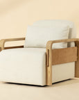 Otso Swivel Lounge Chair-Geralt Linen / Nubuck Tan
