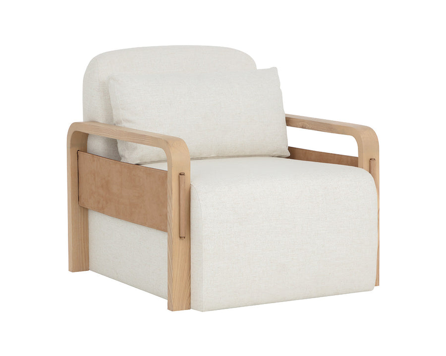 Otso Swivel Lounge Chair-Geralt Linen / Nubuck Tan