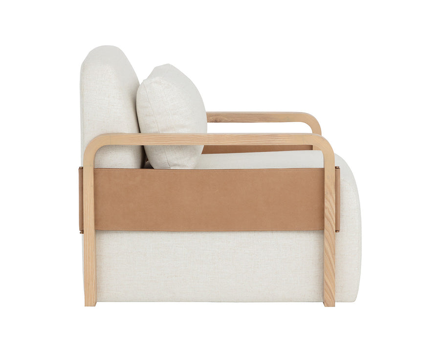 Otso Swivel Lounge Chair-Geralt Linen / Nubuck Tan