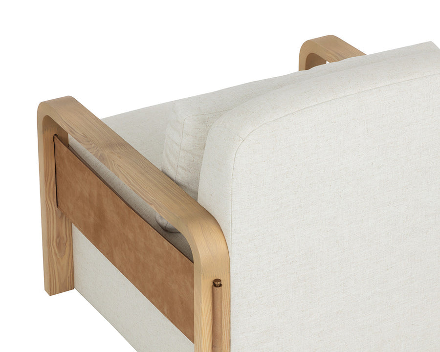 Otso Swivel Lounge Chair-Geralt Linen / Nubuck Tan