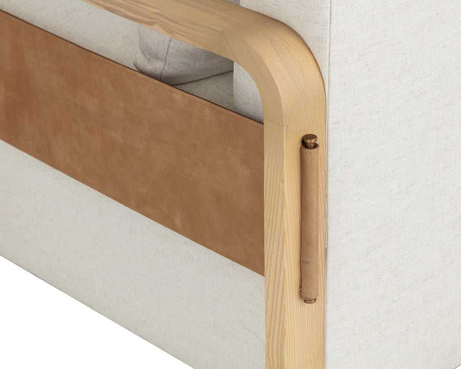 Otso Swivel Lounge Chair-Geralt Linen / Nubuck Tan