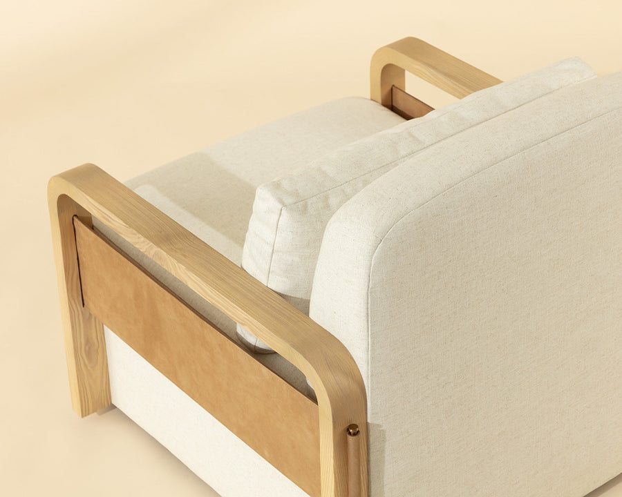 Otso Swivel Lounge Chair-Geralt Linen / Nubuck Tan