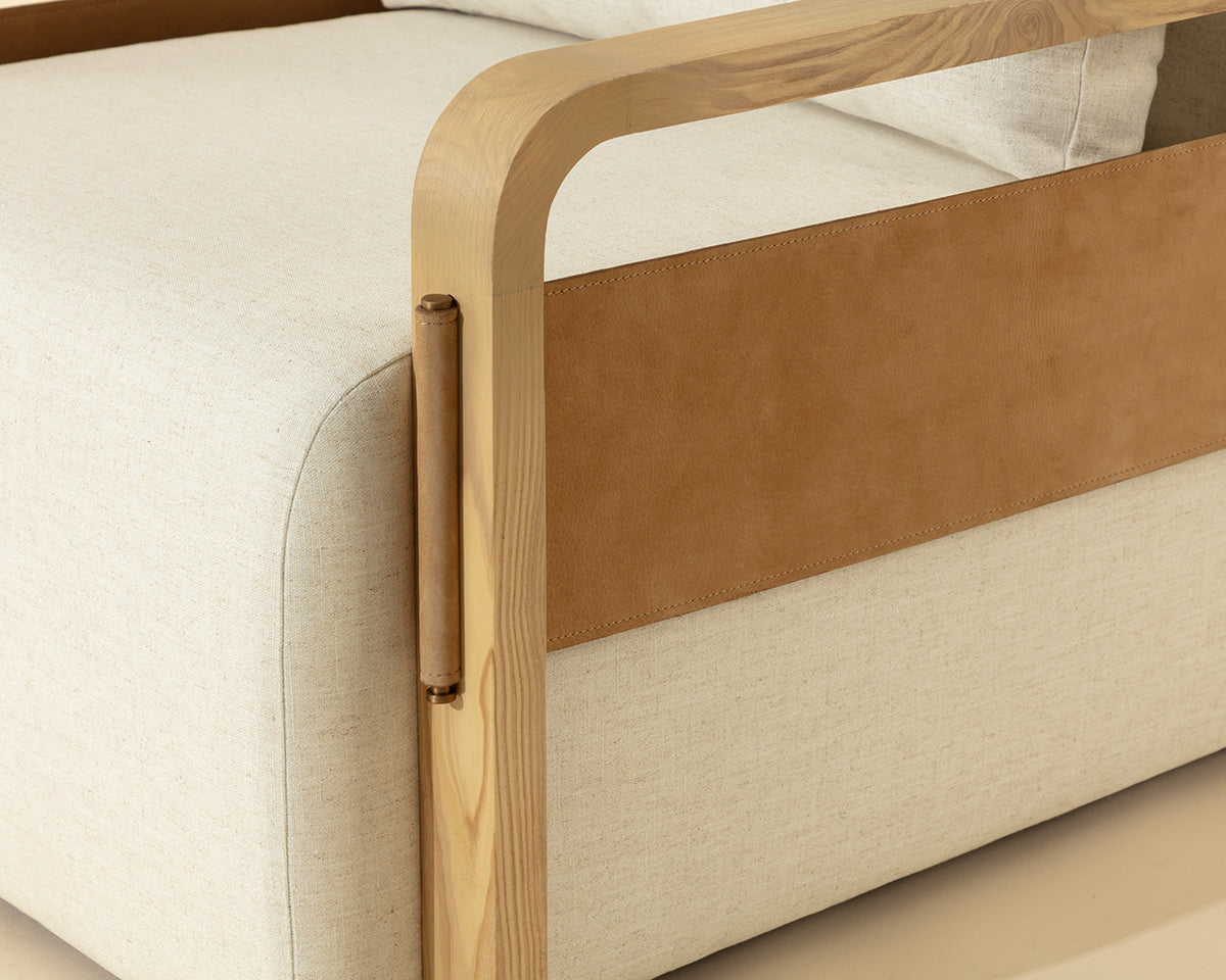 Otso Swivel Lounge Chair-Geralt Linen / Nubuck Tan