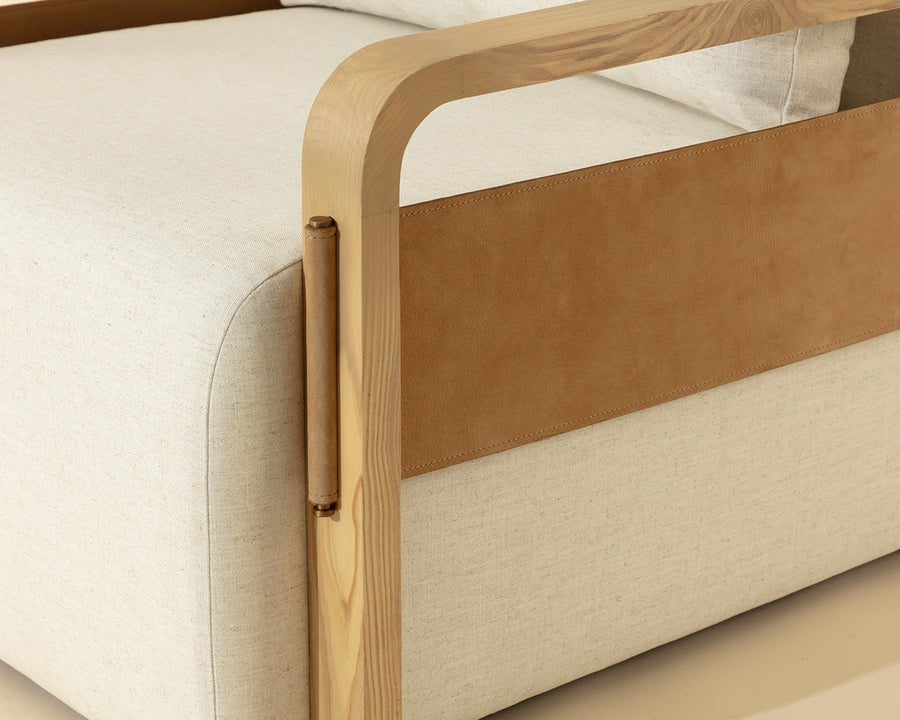 Otso Swivel Lounge Chair-Geralt Linen / Nubuck Tan