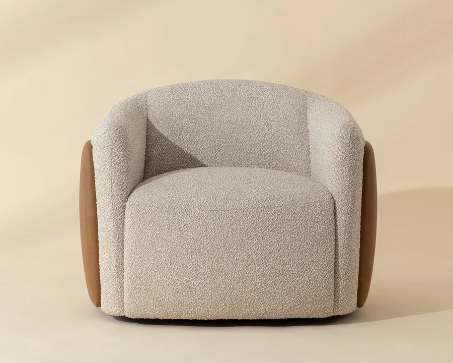 Caris Swivel Lounge Chair-Santa Cruz Oatmeal / Milliken Cognac