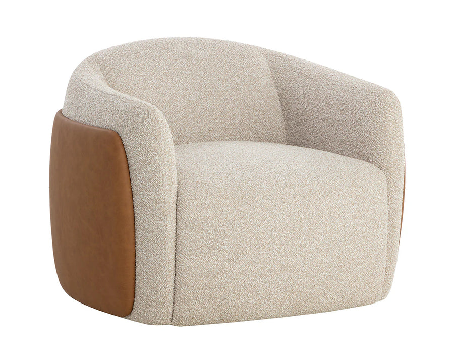 Caris Swivel Lounge Chair-Santa Cruz Oatmeal / Milliken Cognac