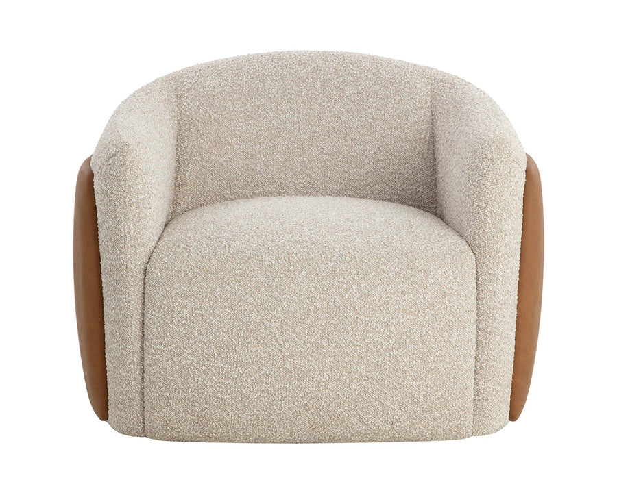 Caris Swivel Lounge Chair-Santa Cruz Oatmeal / Milliken Cognac