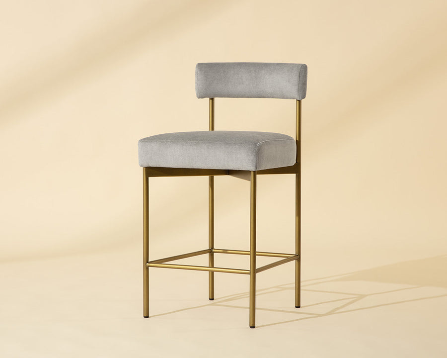 Seneca Counter Stool - Antique Brass-Polo Club Stone