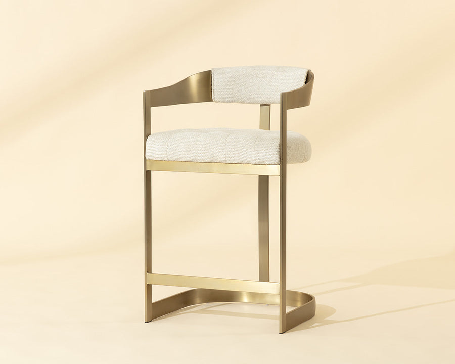 Beaumont Counter Stool - Antique Brass-Rhea Light Barley