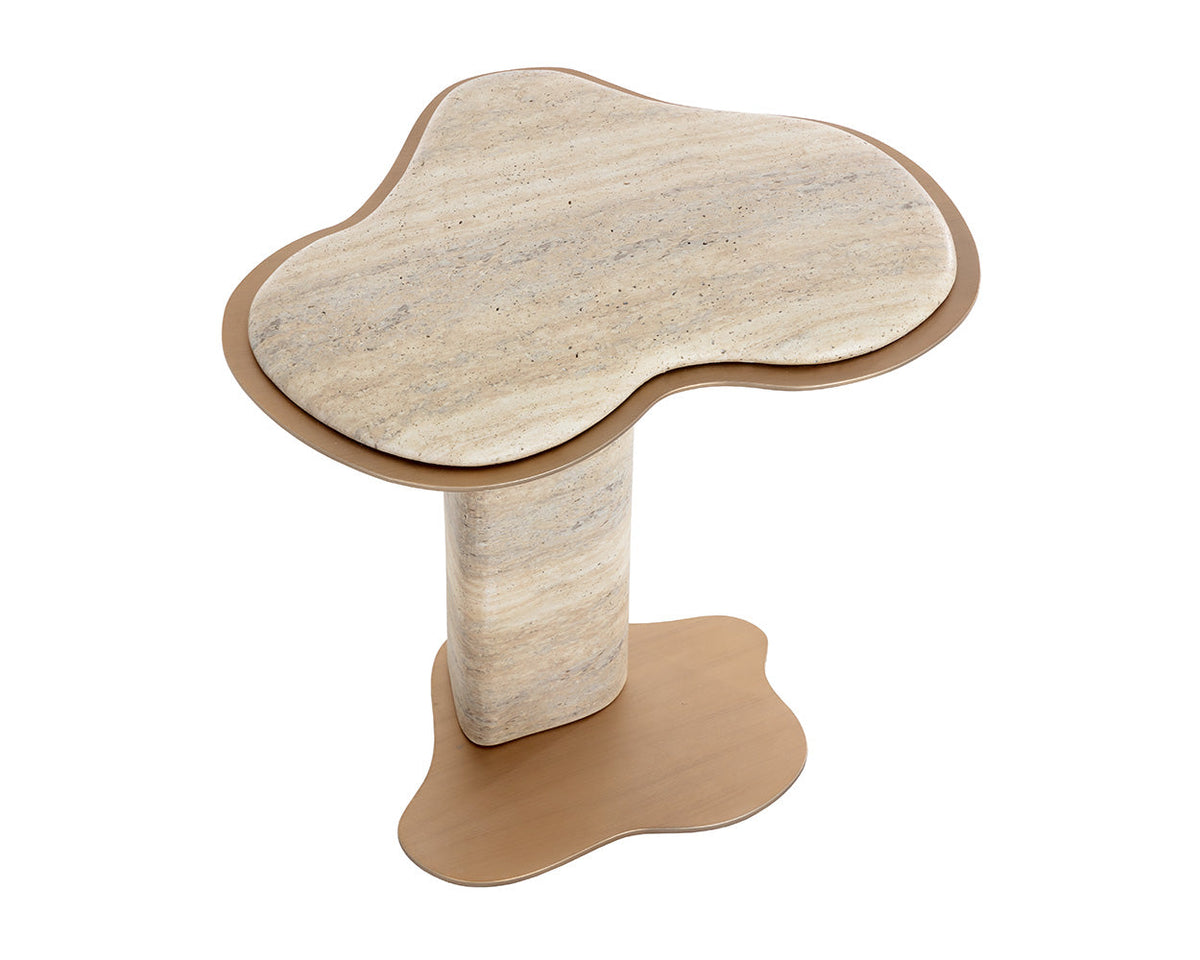 Isola End Table - Travertine Look