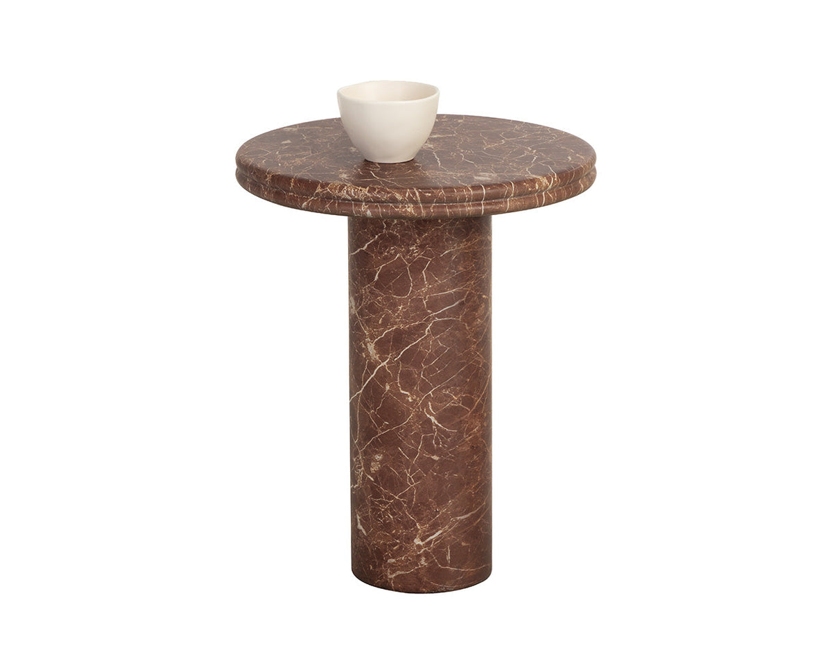 Bastion End Table - Marble Look-Mocha Marble Look