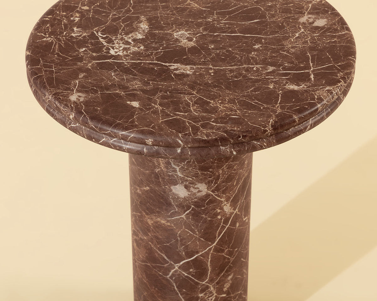 Bastion End Table - Marble Look-Mocha Marble Look