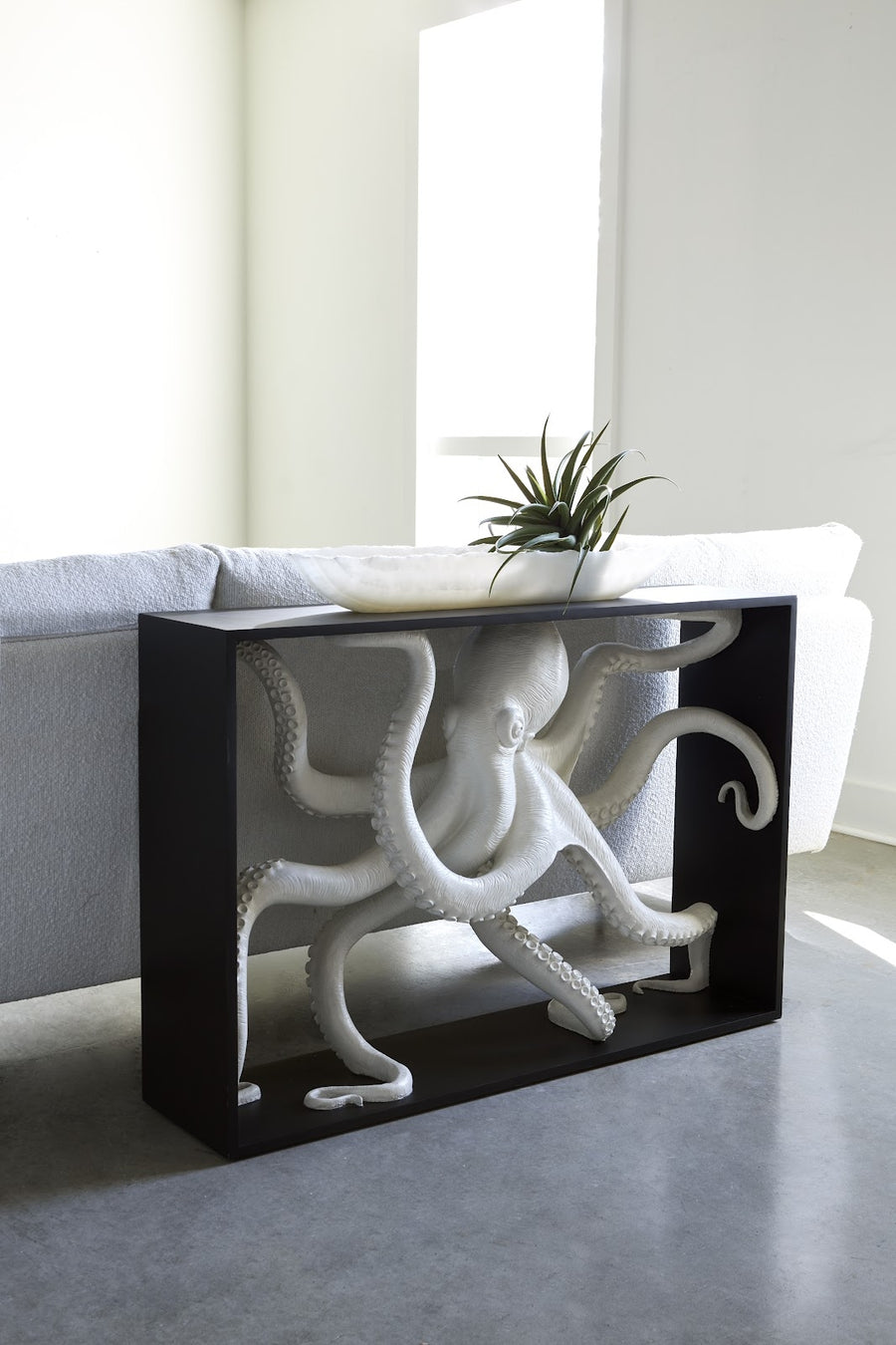 Octo Framed Console Table, Wood Frame White