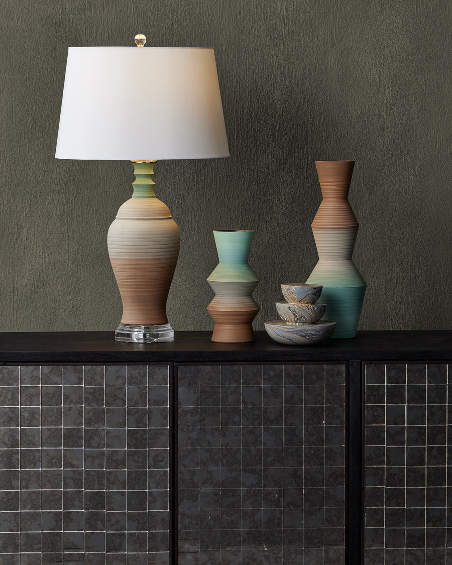 Happy 80's Brown & Pale Blue Vase Set of 2