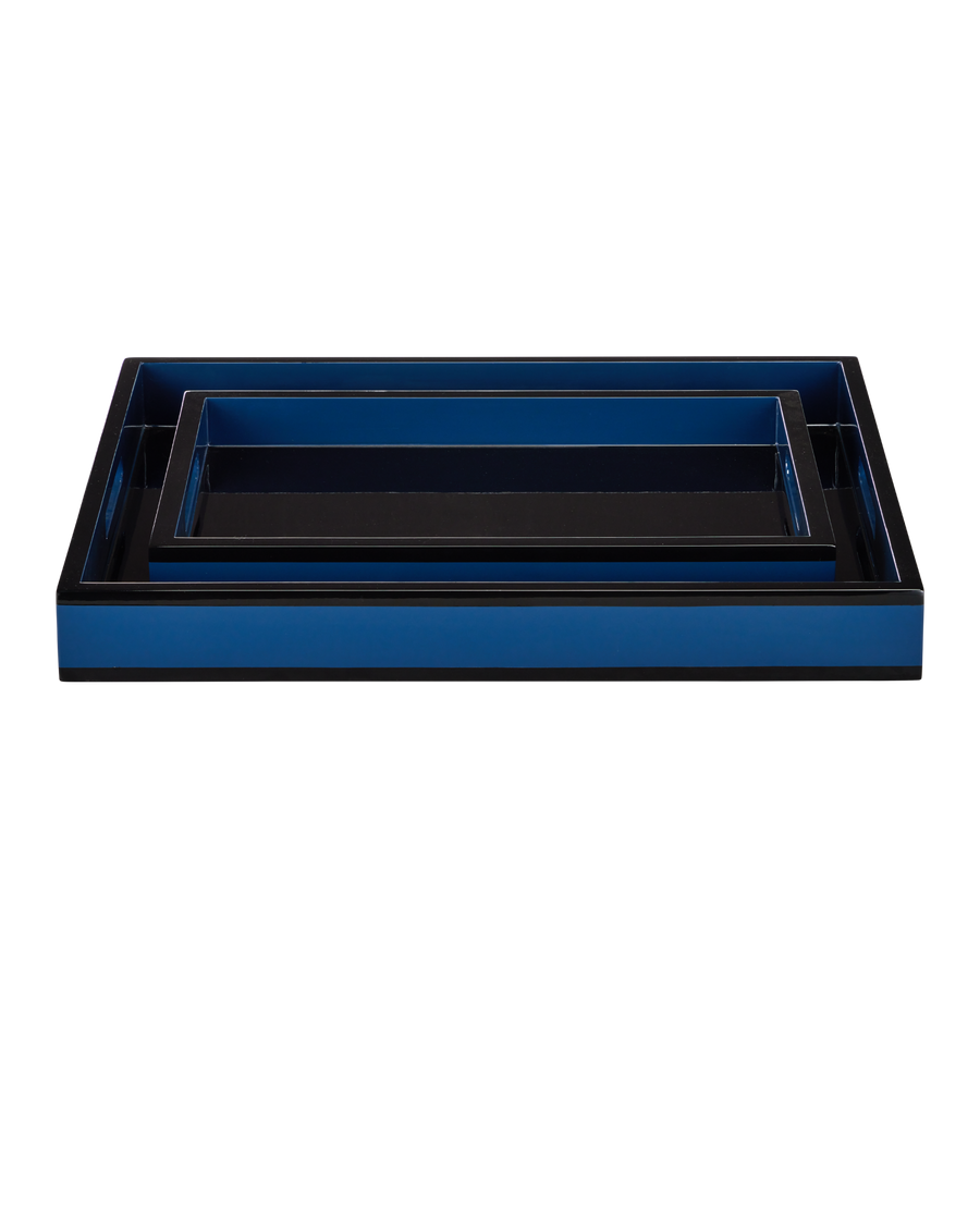 Navy Lacquer Tray Set of 2