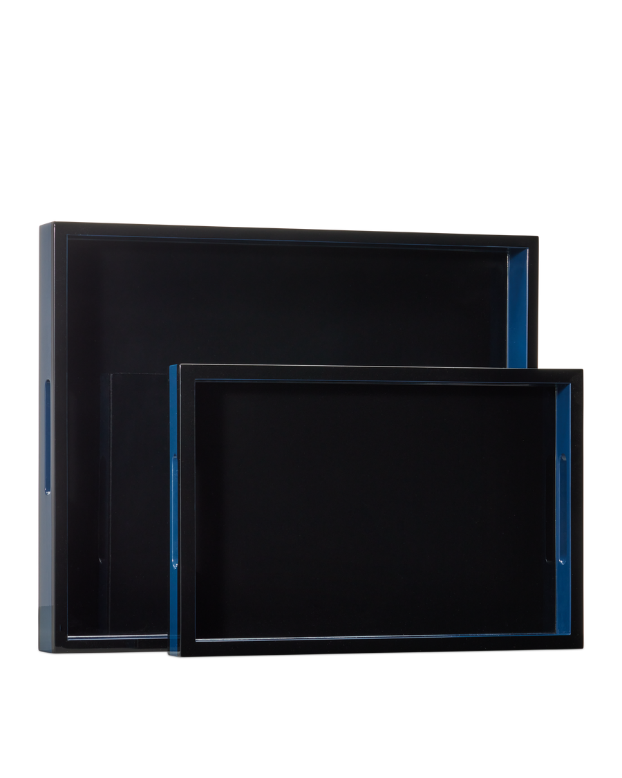 Navy Lacquer Tray Set of 2