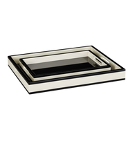 Ivory Lacquer Tray Set of 2