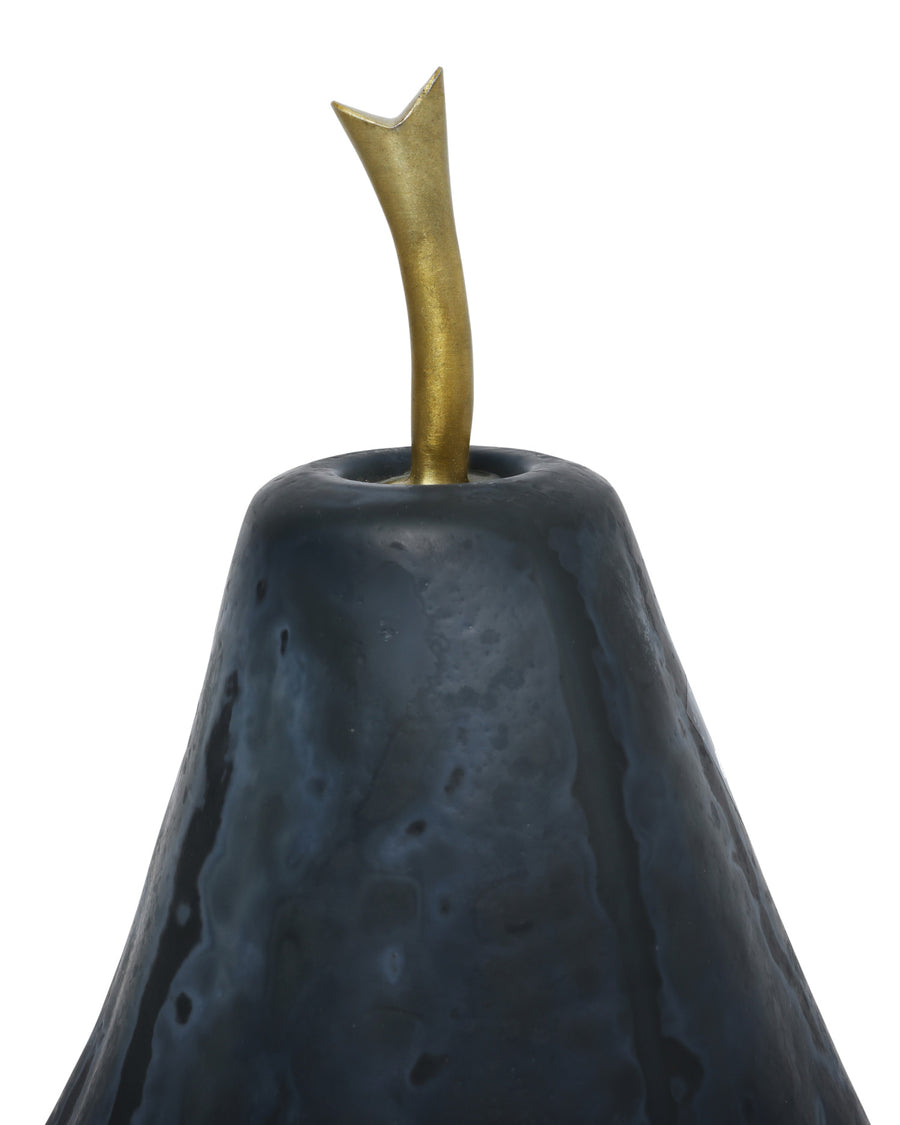 Glass Dark Blue Pear Set of 2