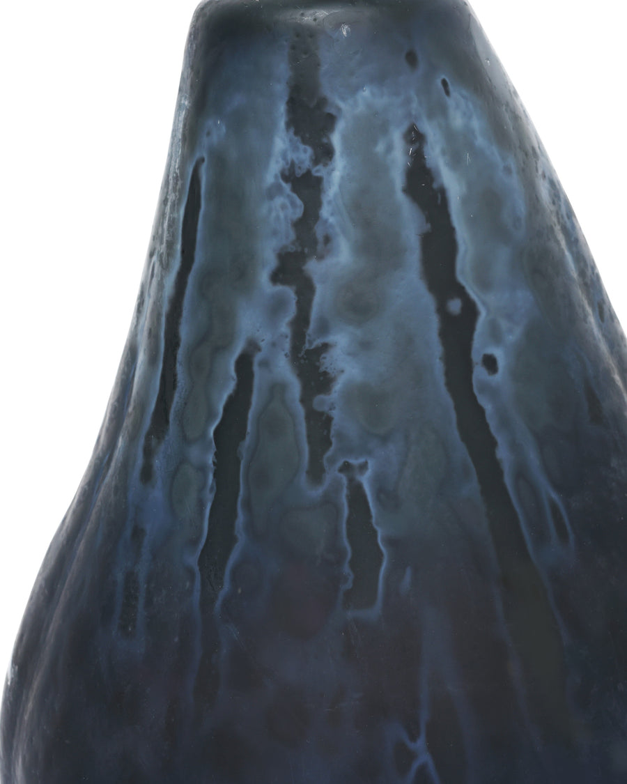 Glass Dark Blue Pear Set of 2