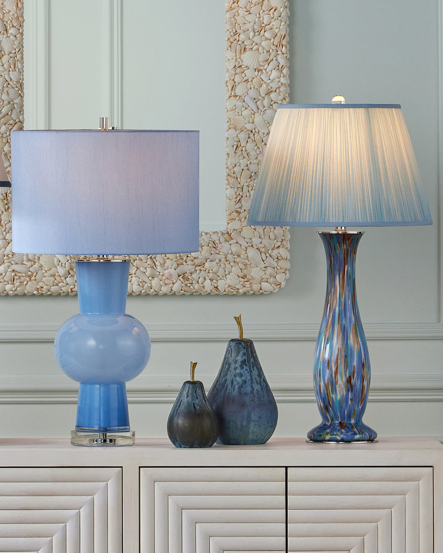 Glass Dark Blue Pear Set of 2