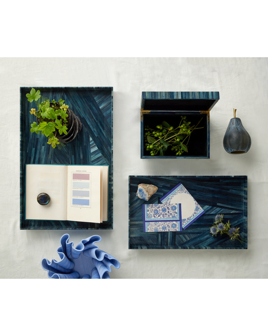 Glass Dark Blue Pear Set of 2