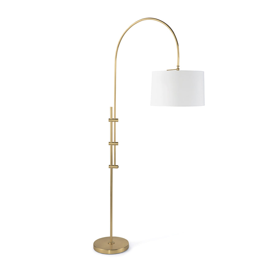 Arc Floor Lamp With Fabric Shade (Natural Brass)