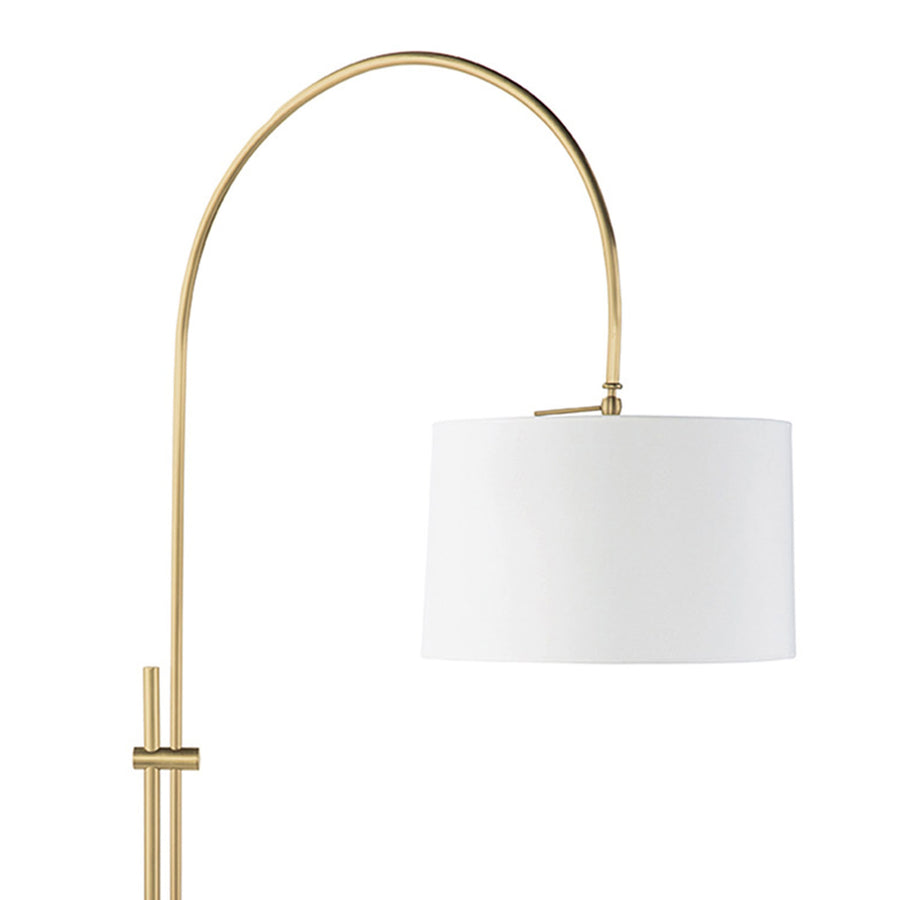 Arc Floor Lamp With Fabric Shade (Natural Brass)