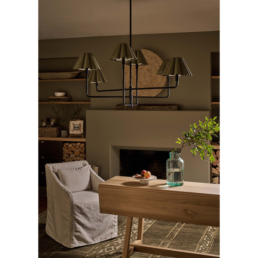 Polly Chandelier-Blackened Brass-Green