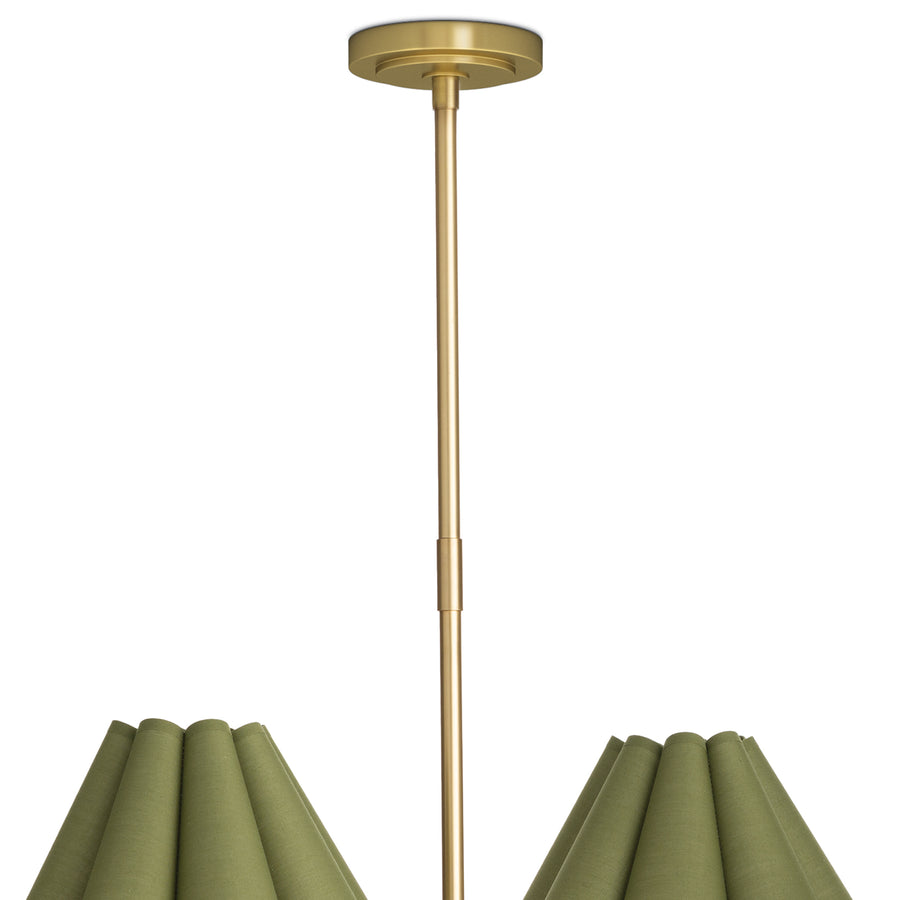 Polly Chandelier-Natural Brass-Green