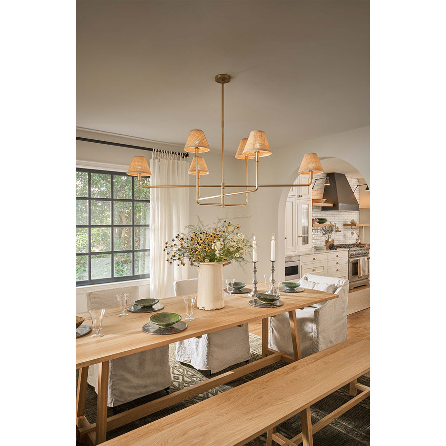 Polly Chandelier-Natural Brass-Rattan