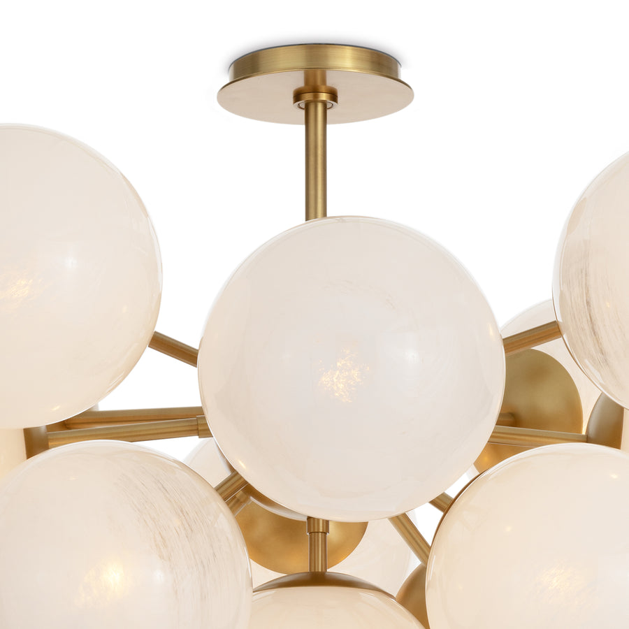 Shine Flush Mount-Natural Brass-Swirled Glass Globes