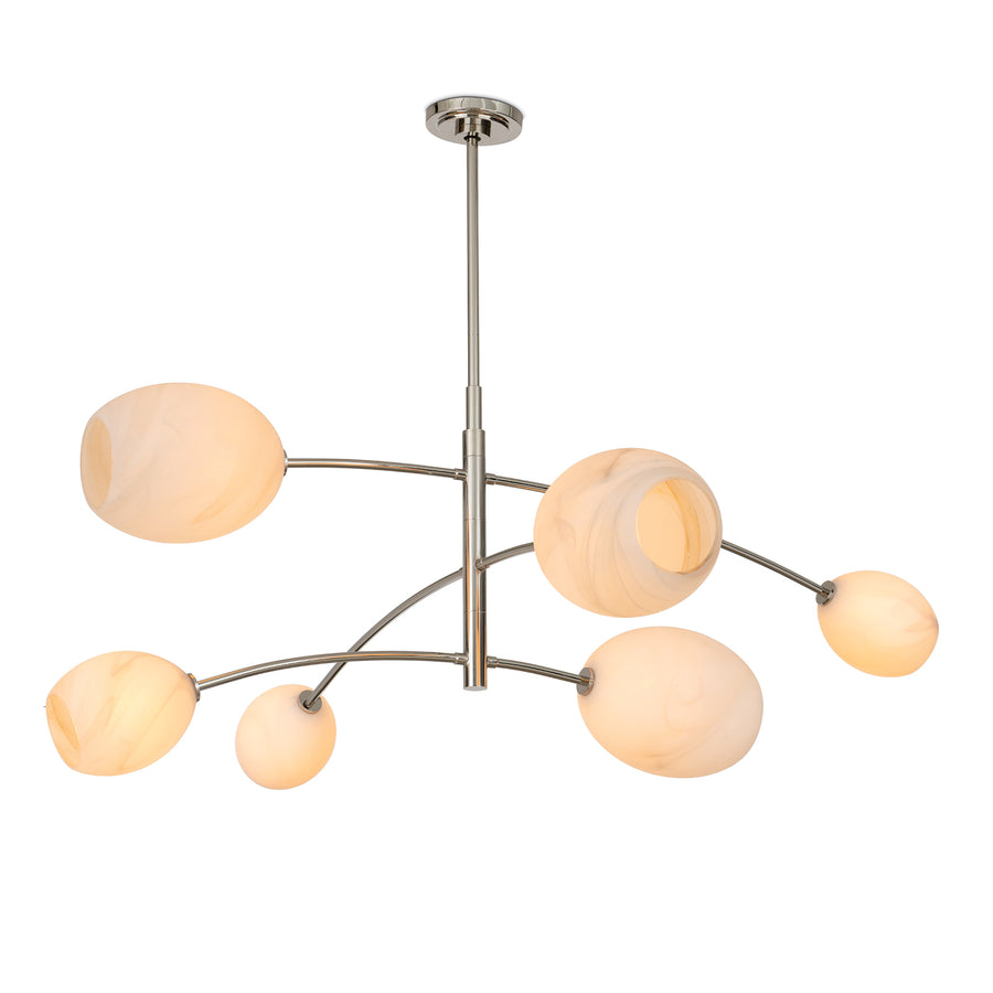 Artemis Chandelier-Alabaster Glass-Polished Nickel